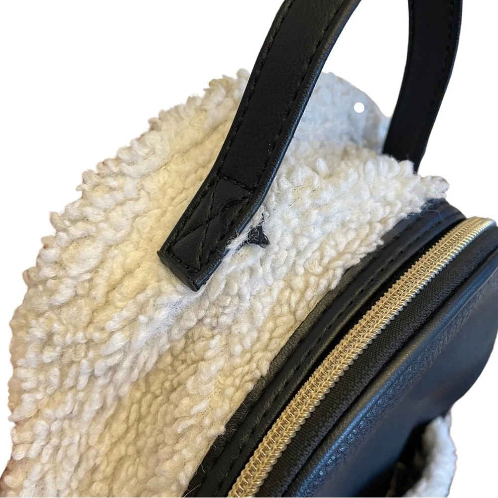Juicy Couture Juicy Flashback Small Backpack Black Faux Sherpa Crossbody Bag Y2K